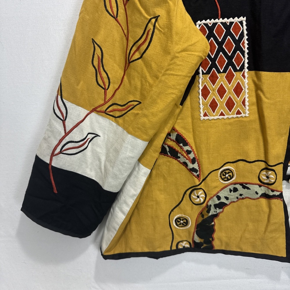 VTG Indigo Moon Patchwork Embroidered Wearable Art Jacket‎ Womens 1X Multi Color - Picture 4 of 11